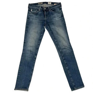 Adriano Goldschmied Women's Cotton Blue Zip Up & Button Front Straight Jeans